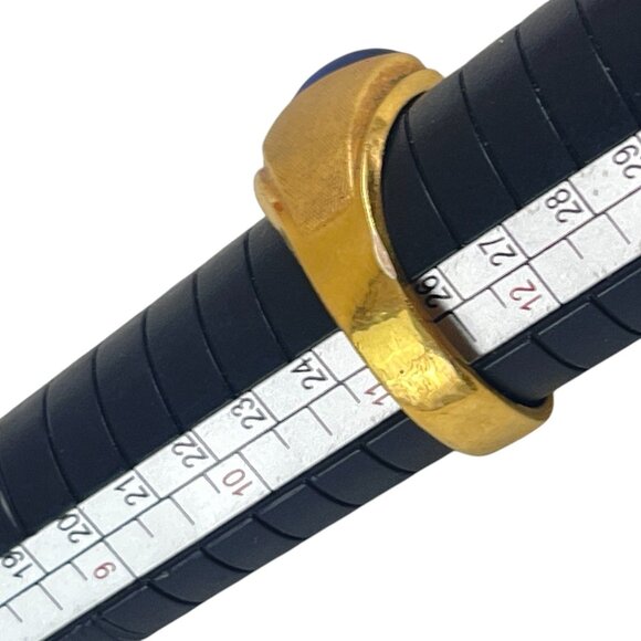 Vintage Men's Ring 10K Gold Filled Blue Glass Star Sapphire Size 11 Mid Century - Picture 7 of 7